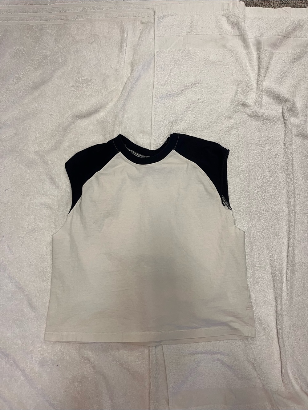 Men’s White & Navy Raglan Sleeve Tank Top